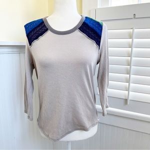 We the Free by Free People OB1106231 Light Gray Rainbow Knit Top Size Medium